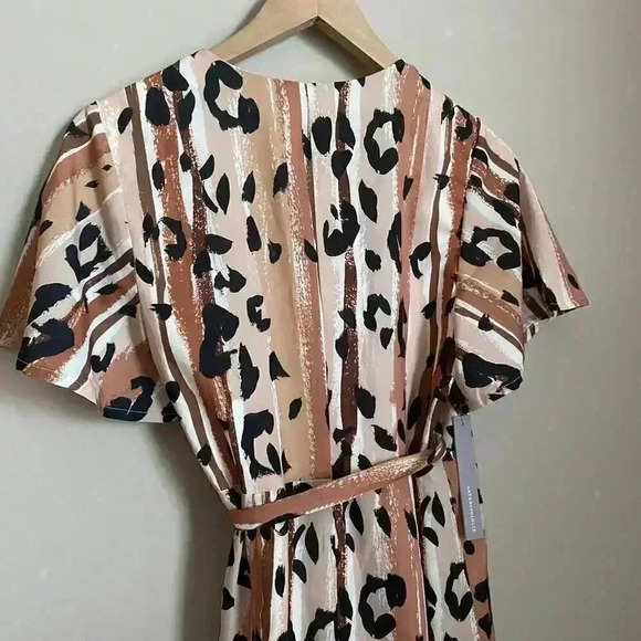 Anthropologie Blaise Wrap Mini‎ Dress Brown Motif - Picture 6 of 10